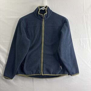 Land's End Boys Medium (10-12) Full Zip Blue Green Fleece Jacket Outdoors Hiking
